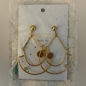 Wanderlust + Co Lanai Brown & Ivory Gold Earrings NWT